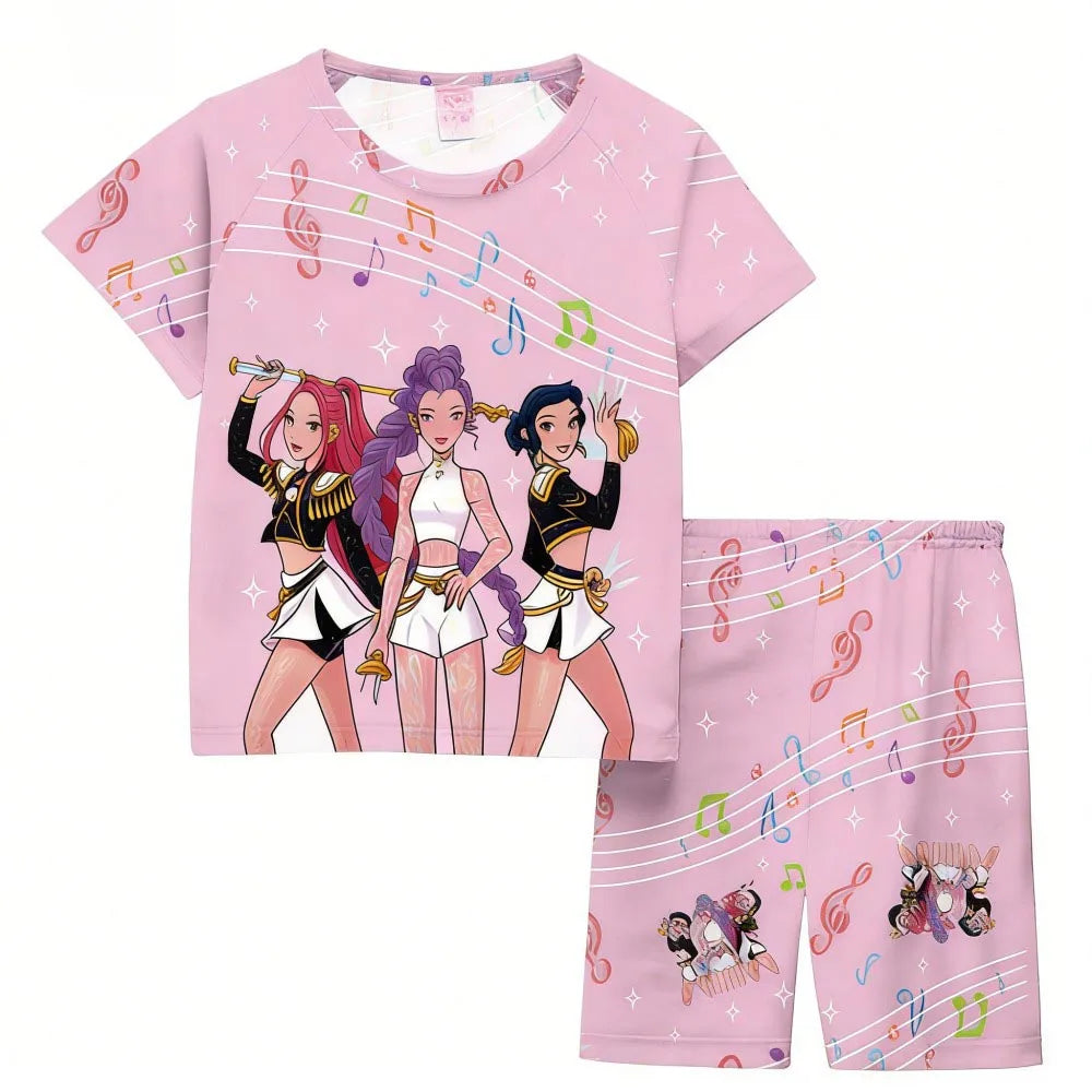 Pyjamas pour filles et enfants de 3 à 12 ans - Pyjama court d'été pour petits garçons - Thème Kpop Demon Hunters