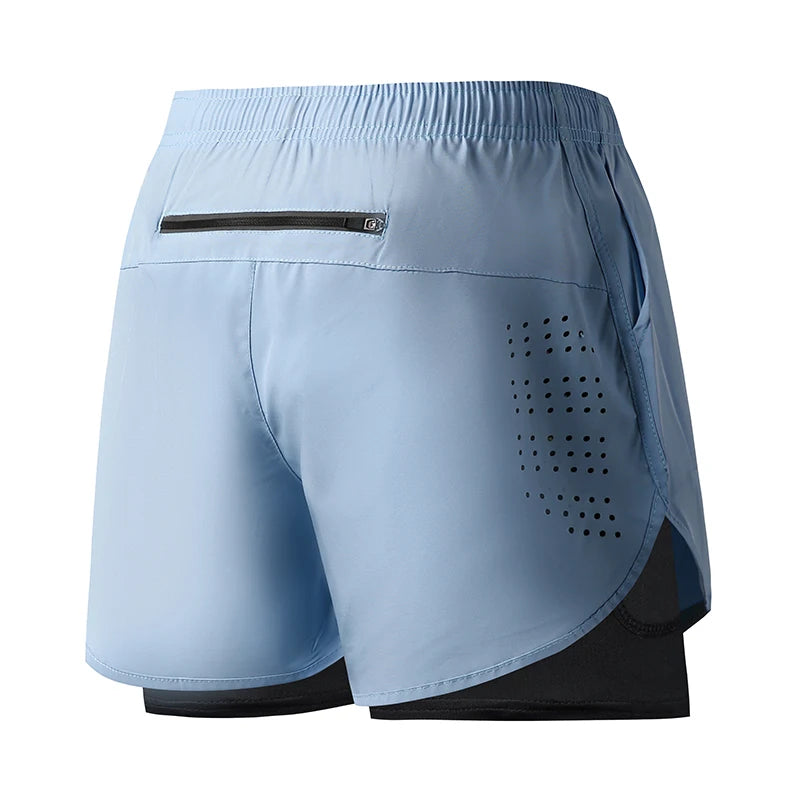 Short de course pour hommes séchage rapide Fitness noir Double couche Shorts hommes nouveau Sport entraînement musculation pantalon court