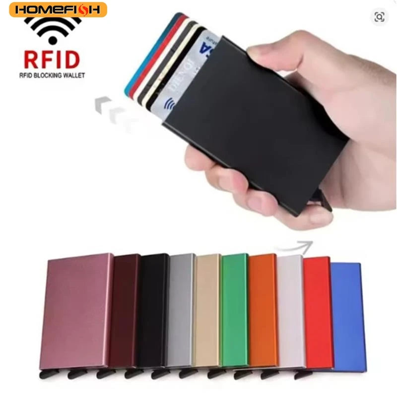 HOMEFISH Portable Metal Card Holder, Slim Mini Wallet, Simple Coin Purse for Men and Women