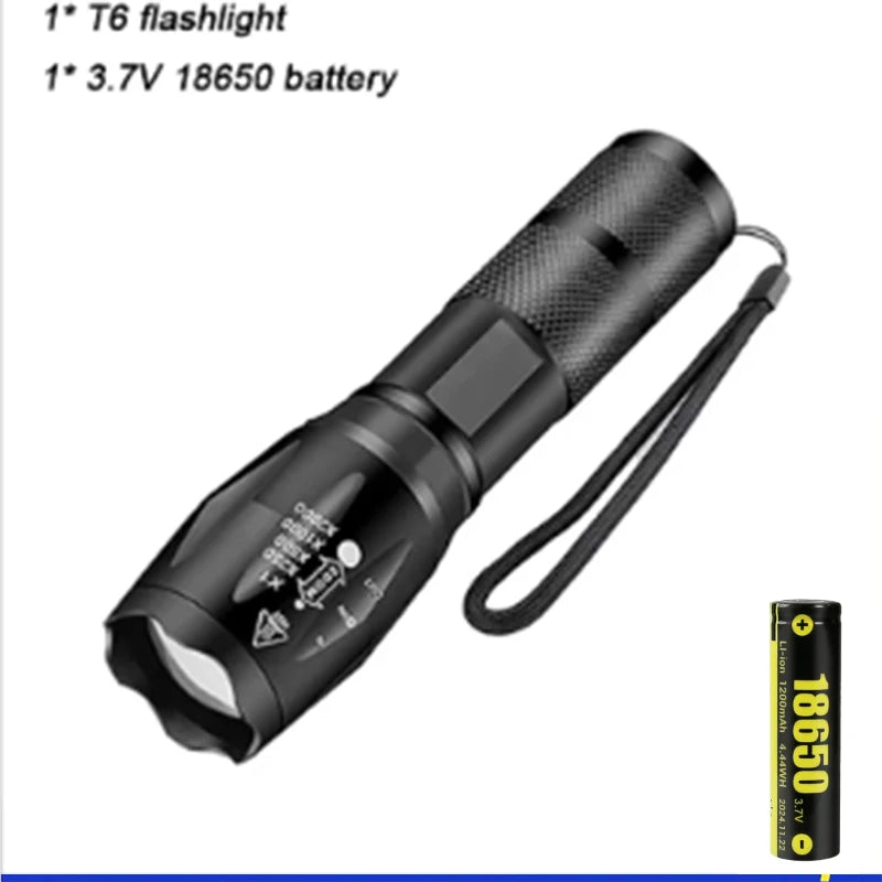 Lampe de poche LED puissante avec affichage de batterie, Rechargeable par USB, Zoom télescopique, torche, lanterne pour Camping en plein air, pêche, 9900lm