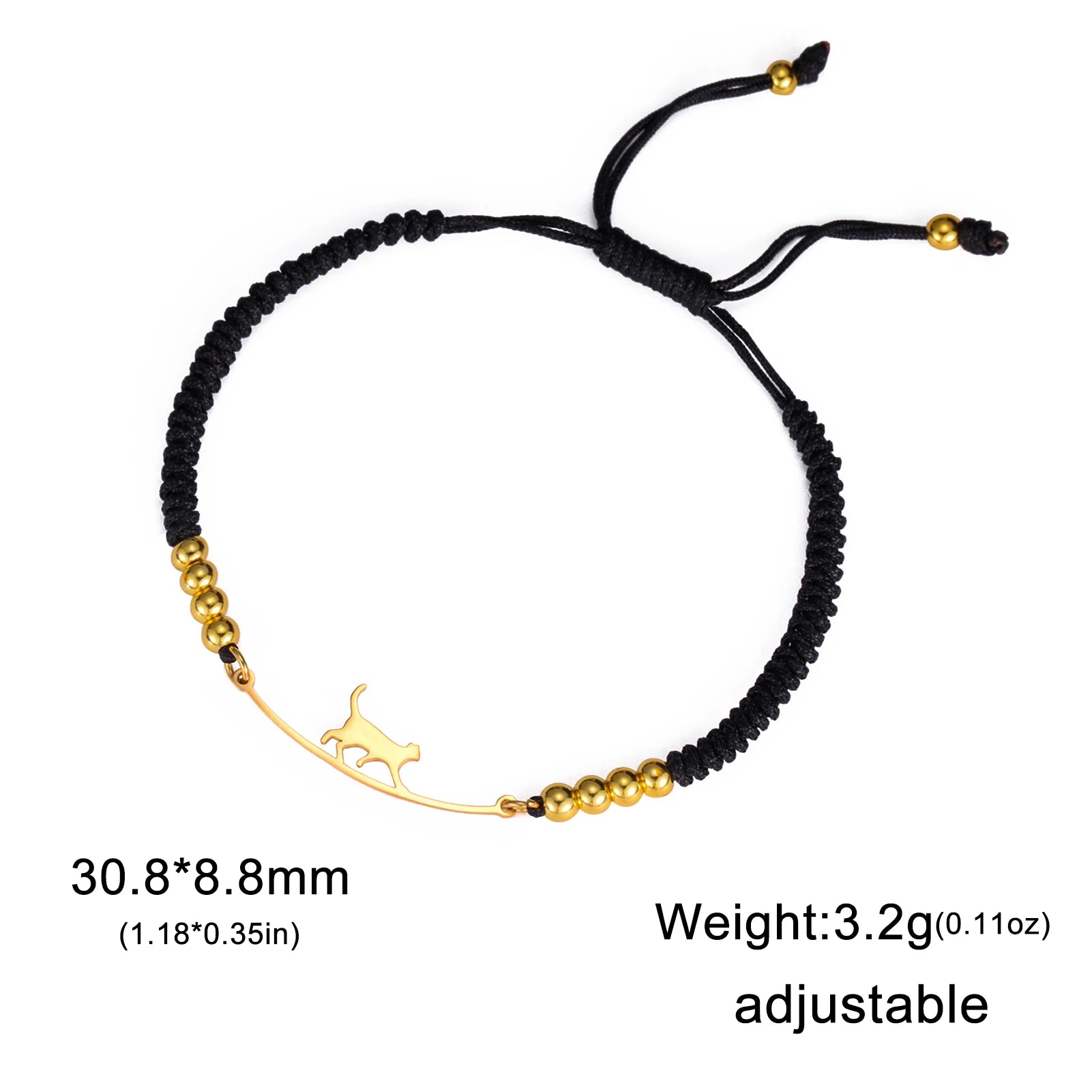 Bracelet Lucktune Chat Mignon en Acier Inoxydable avec Pendentif Animal et Chaîne à Perles - Bijou Tendance Kpop pour Femmes et Hommes - Cadeau Couple