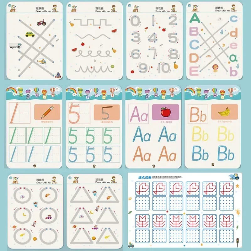 Magical Tracing Workbook Educational Montessori Books for Children Pen Control Training Reusable Calligraphy Copybook Kids Toys