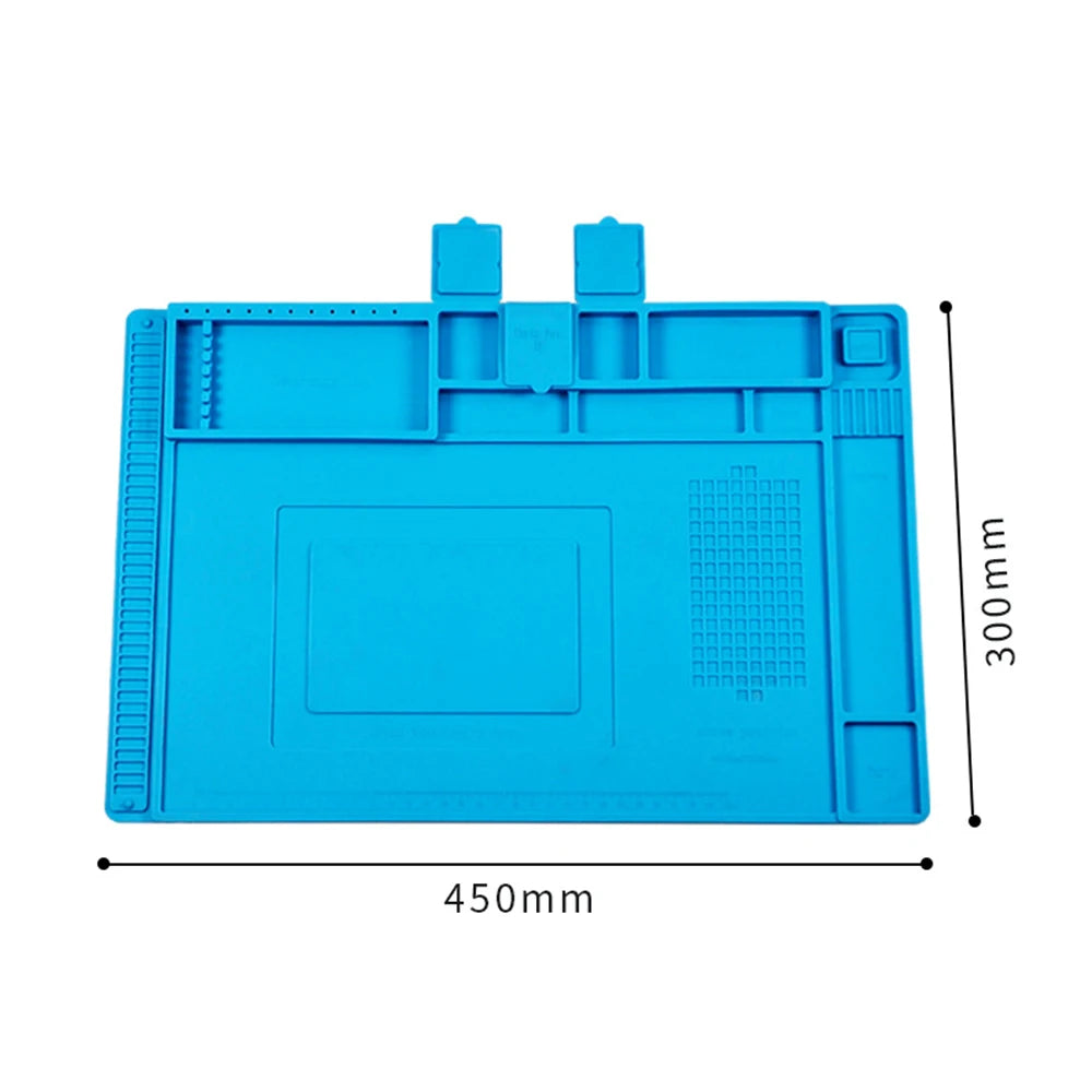 Ansiki 300x200mm Tampon de travail de soudage de réparation Tampon en silicone résistant aux hautes températures ESD antistatique étanche pour kit d'outils de réparation