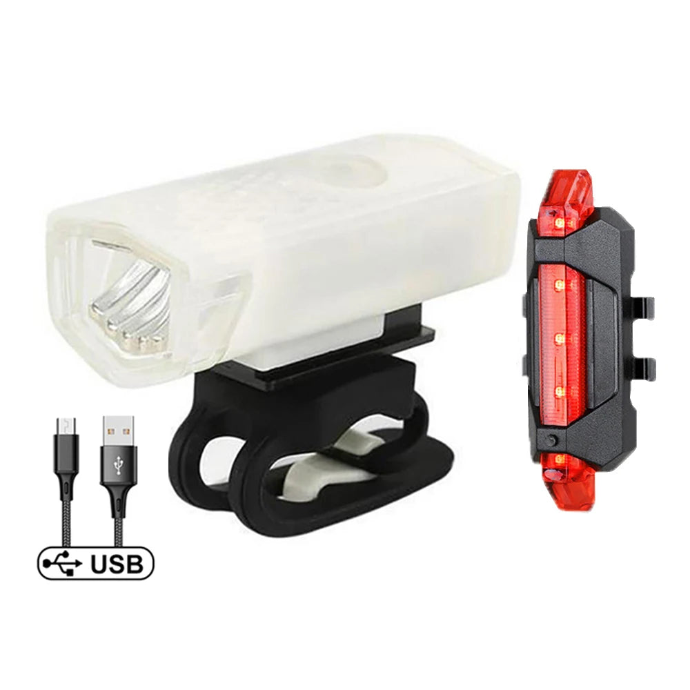 Bike Light Set Front Light with Taillight LED Rechargeable Bicycle Lights 3 Modes Headlight Easy to Install Night Cycling Lamp