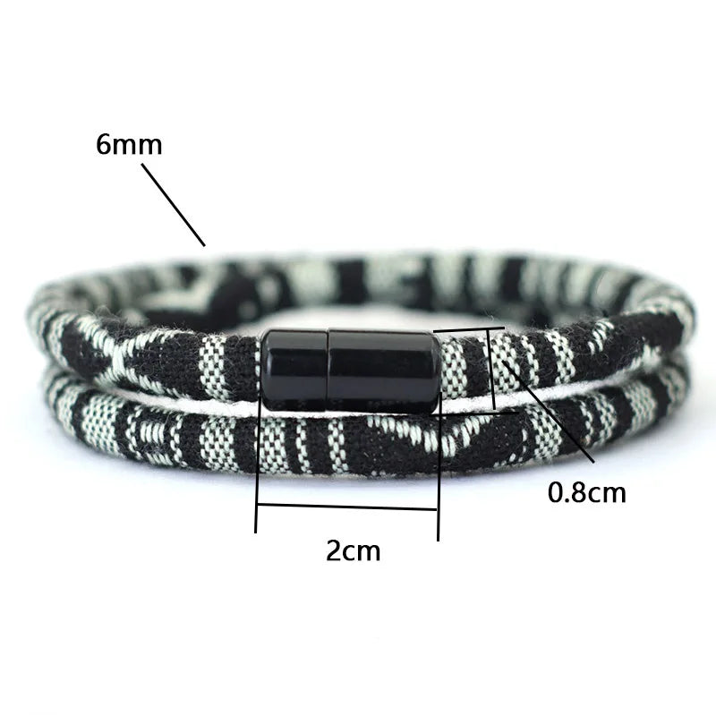 Nouveauté pour homme : Bracelet bohème en corde, bracelet magnétique, bracelet d'aventure et de survie, bracelet de plage et de surf.