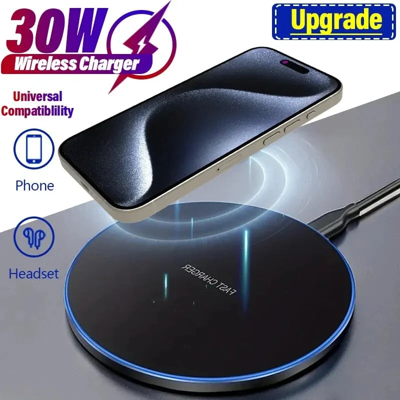 Station de charge rapide par induction pour Samsung S23/S22, Xiaomi et Huawei. Chargeur sans fil 2 en 1 pour iPhone 12-16 Pro Max