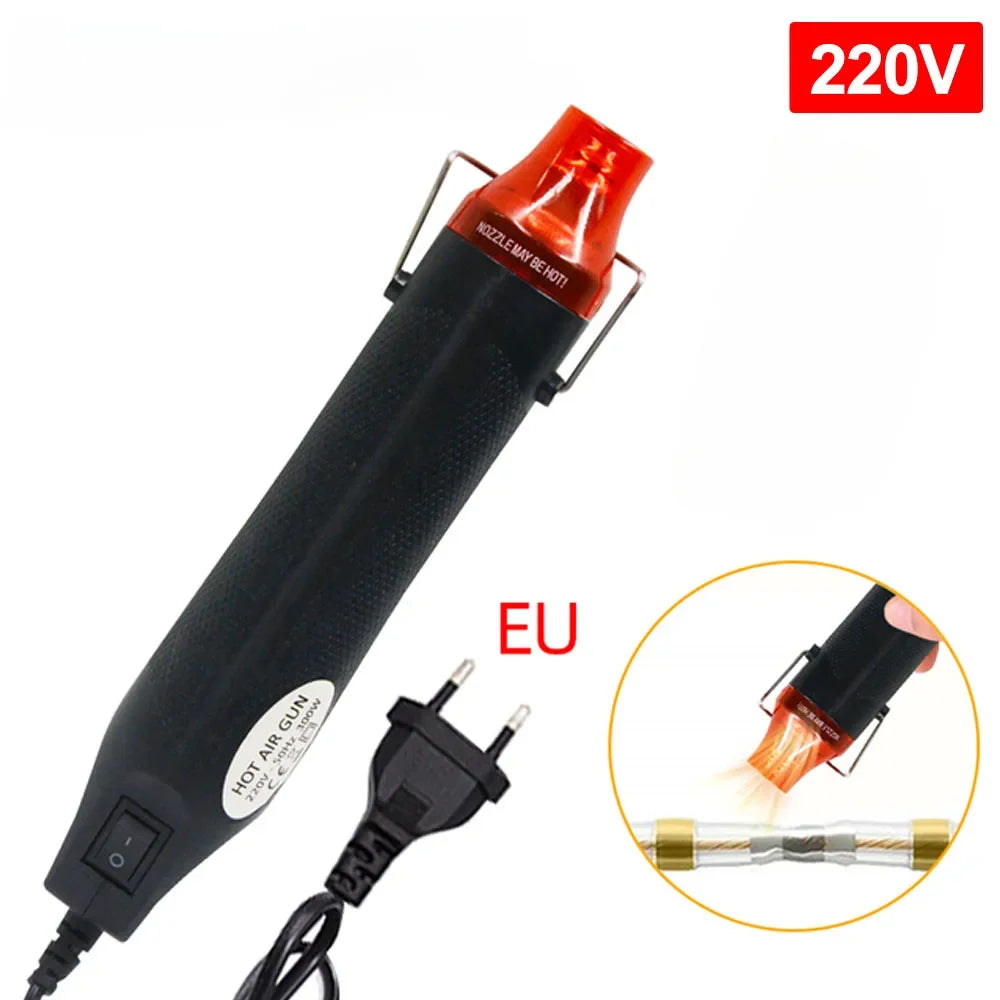 Pistolet à air chaud 220/110 V pour bricolage, outil de chauffage électrique, mini souffleur pour soudage, avec base de support rétractable