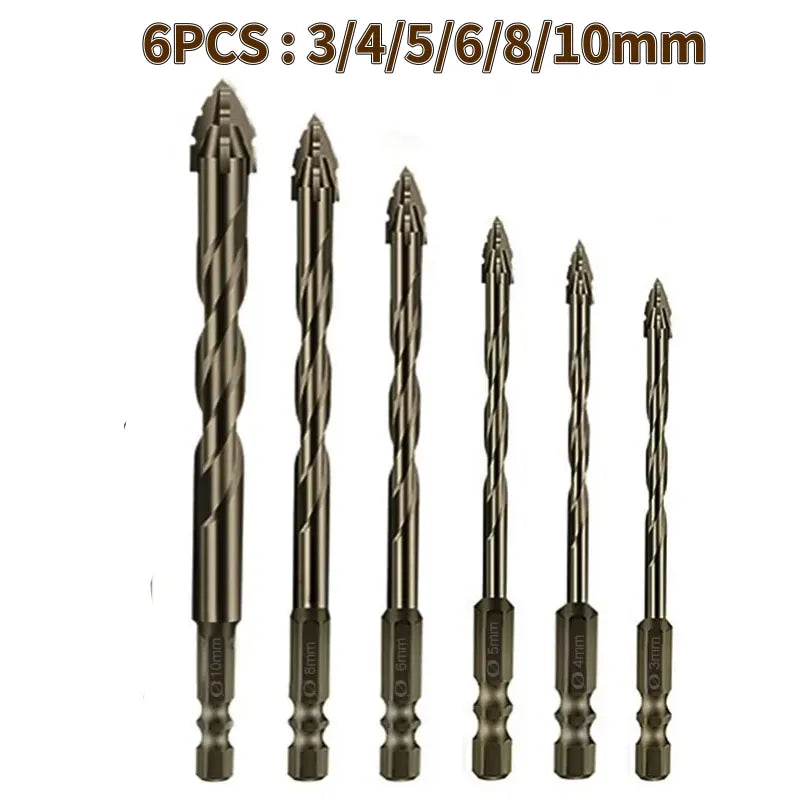 High-Four-edged serrated eccentric drill for dry drilling of ceramic tiles, glass, marble, concrete, stainless steel drill bits