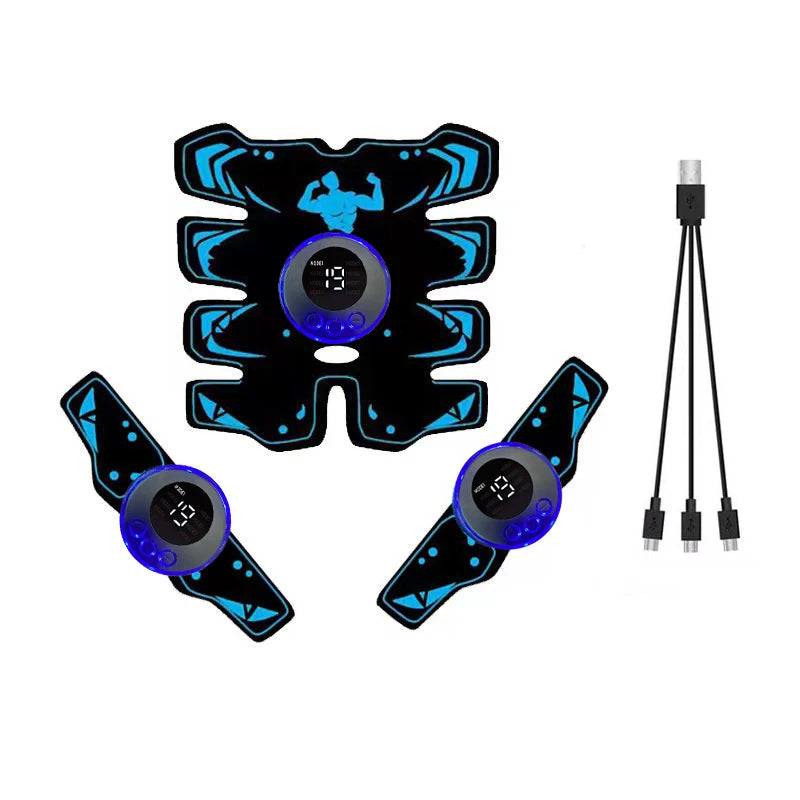 Stimulateur musculaire EMS rechargeable USB pour abdominaux et bras, tapis d'entraînement 3 en 1 sans fil, intelligent et pour le fitness, pour un entraînement abdominal et une silhouette affinée