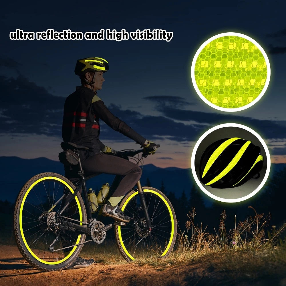 Autocollants réfléchissants jaunes fluorescents pour vélo, 2.5cm/5cm/10cm/20cm x 5m, bande de sécurité d'avertissement étanche à haute visibilité pour véhicule