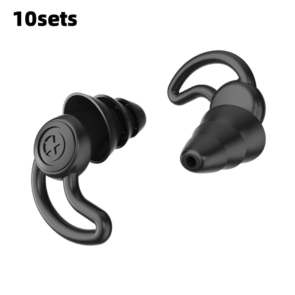 Bouchons d'oreilles en silicone HUAK à 3 couches pour travail et natation – Protection contre le bruit en usine, étanches pour piscines, confortables toute la journée