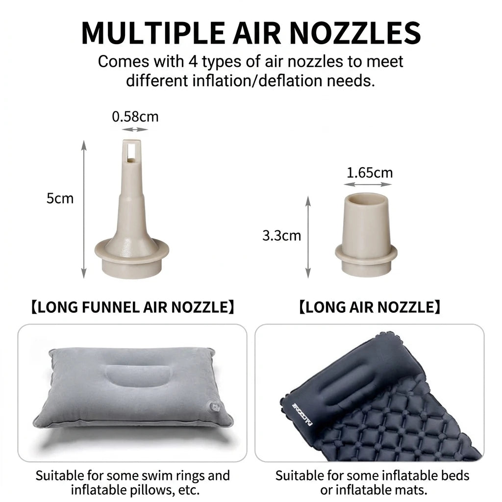 Mini Electric Inflatable Pump 3-in-1 with Lights Wireless Air Compressor for Inflate & Deflate Camping Hiking Equipment