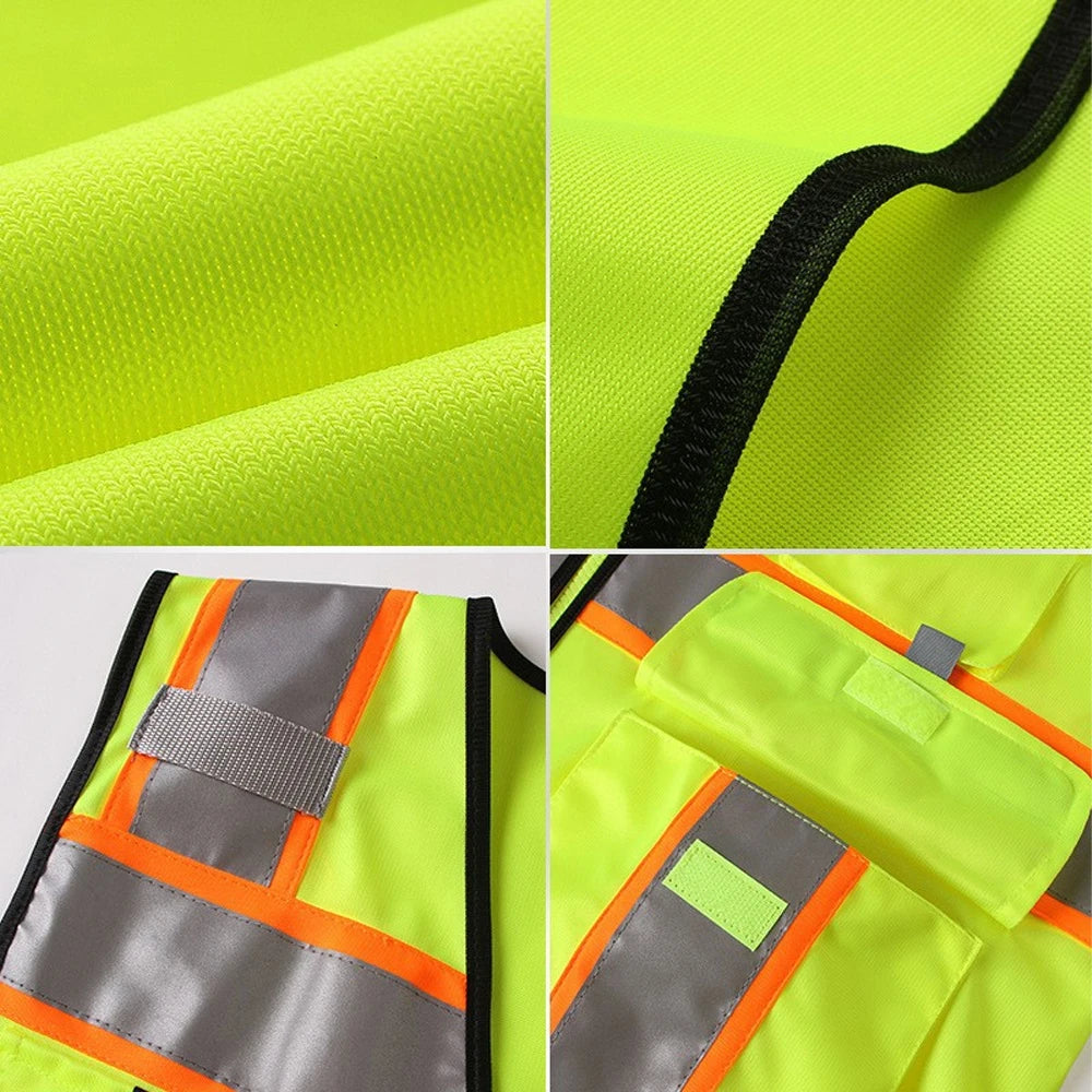 Gilet de travail personnalisé avec logo pour hommes, vêtement de sécurité pour le secteur de la construction, avec poches et fermeture éclair