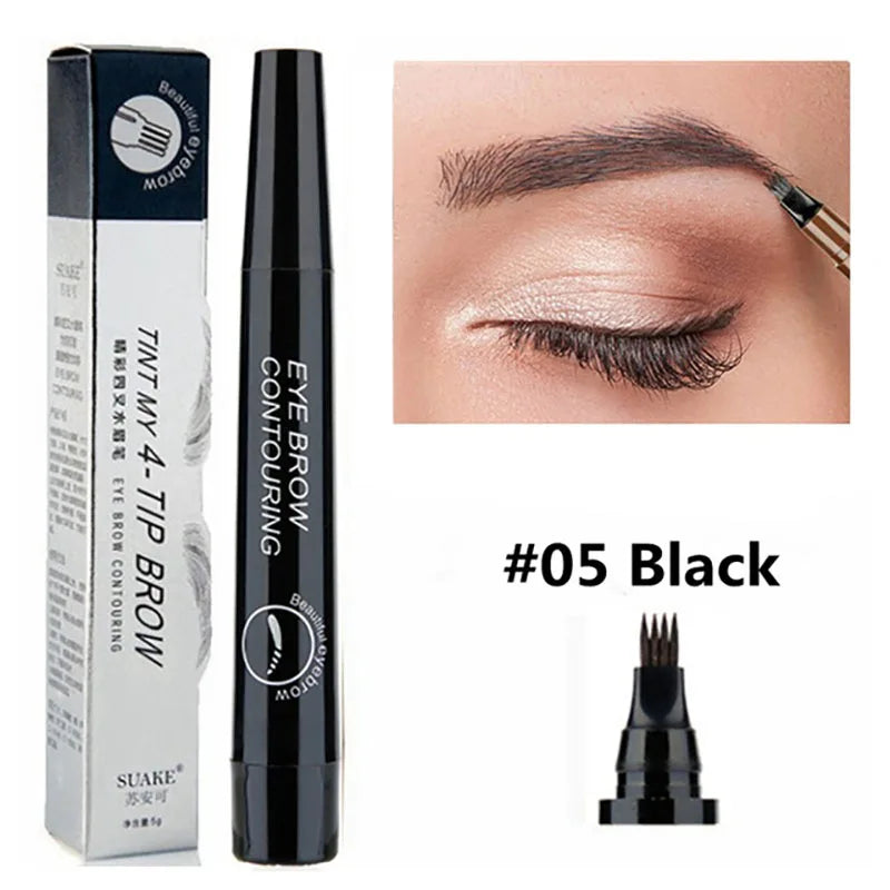 Crayon à sourcils microblading à 4 fourchettes, imperméable, maquillage naturel longue durée, cinq couleurs