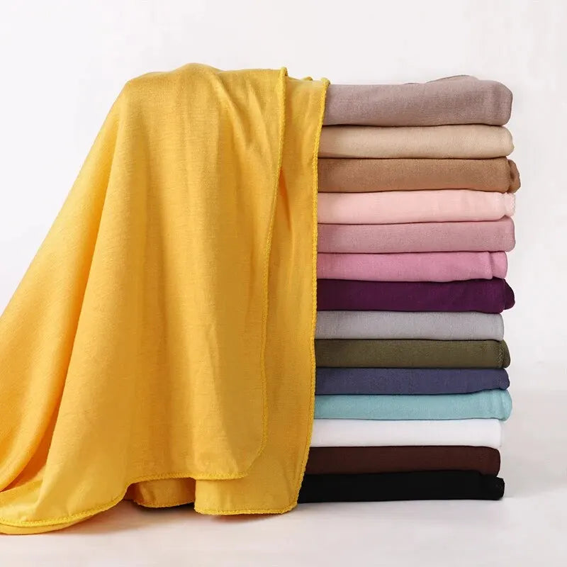 Écharpe Hijab en Jersey de coton Modal, châle musulman Long, Turban doux uni, bandeau pour femmes, bandeau africain 170x60cm