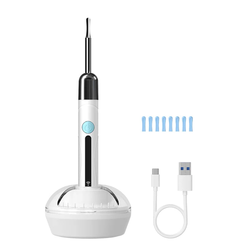 Endoscope WiFi 4.2mm 1080P, caméra de sélection d'oreille avec Base de cuillère d'oreille pour iOS/Android, Otoscope de nettoyage d'oreille avec outil d'élimination du cérumen