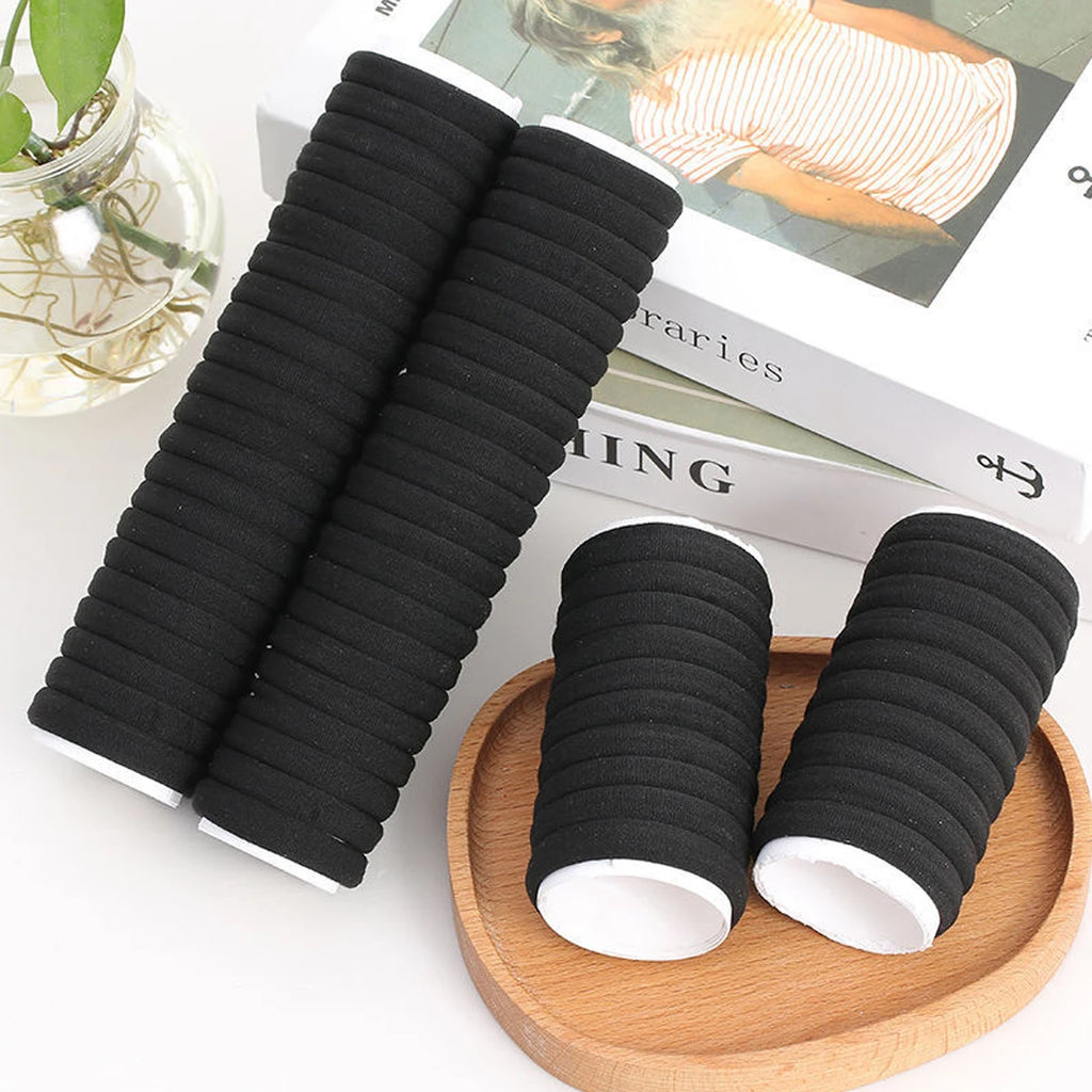 50/100 pièces d'élastiques à cheveux noirs et blancs, élastiques à cheveux pour femmes, élastiques à cheveux à haute élasticité, élastiques à cheveux