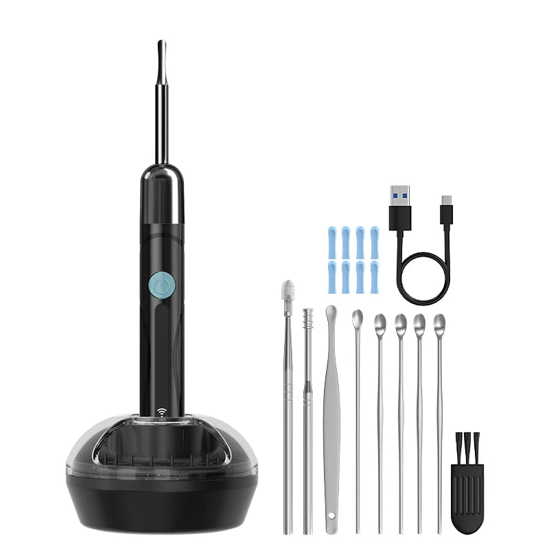 Endoscope WiFi 4.2mm 1080P, caméra de sélection d'oreille avec Base de cuillère d'oreille pour iOS/Android, Otoscope de nettoyage d'oreille avec outil d'élimination du cérumen
