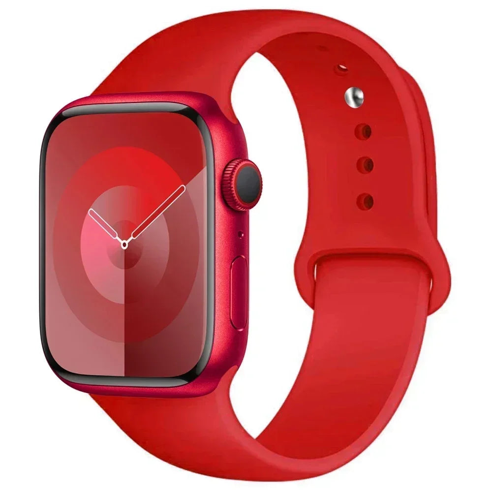 Bracelet en Silicone pour Apple Watch, 44mm 45mm 40mm 41mm 42-46mm, bracelet de sport iwatch série 8 7 6 5 4 9 10 11 SE-Ultra 2/3 49mm