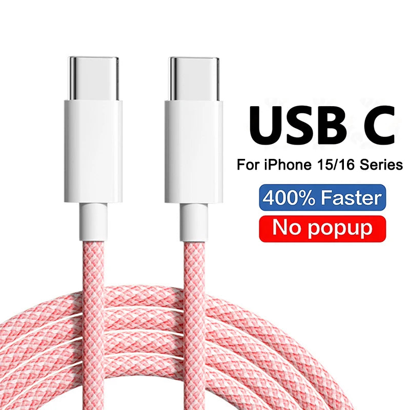 PD 60W chargeur rapide 5A USB C à câble de Type C pour Apple iPhone 16 15 Pro Max Plus charge rapide pour Huawei Samsung Xiaomi câble