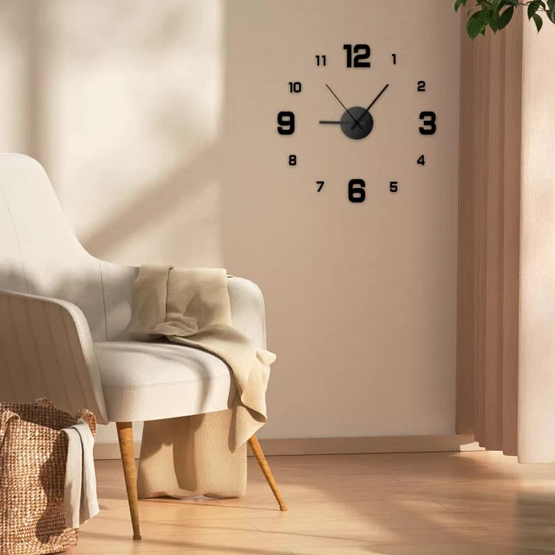 Frameless Modern 3D Wall Clock Mirror Sticker Clock for Home Office Hotel Restaurant School Decoration