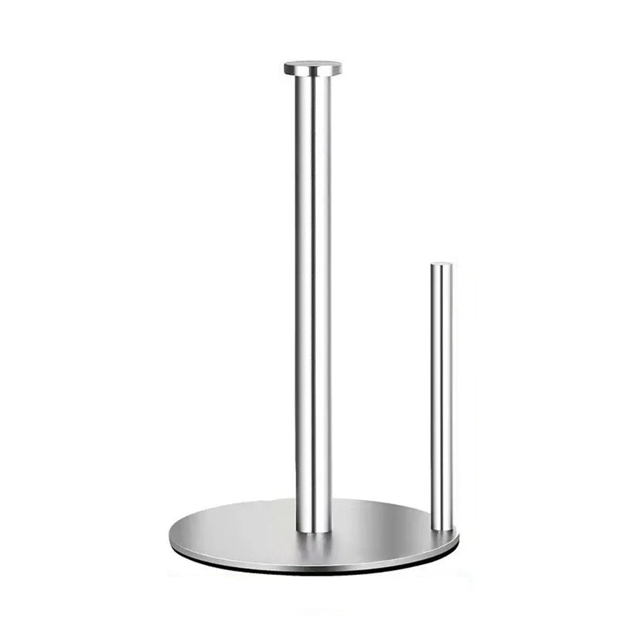 Porte-rouleau de cuisine en acier inoxydable avec base lestée - Organisateur de comptoir robuste et peu encombrant pour essuie-tout