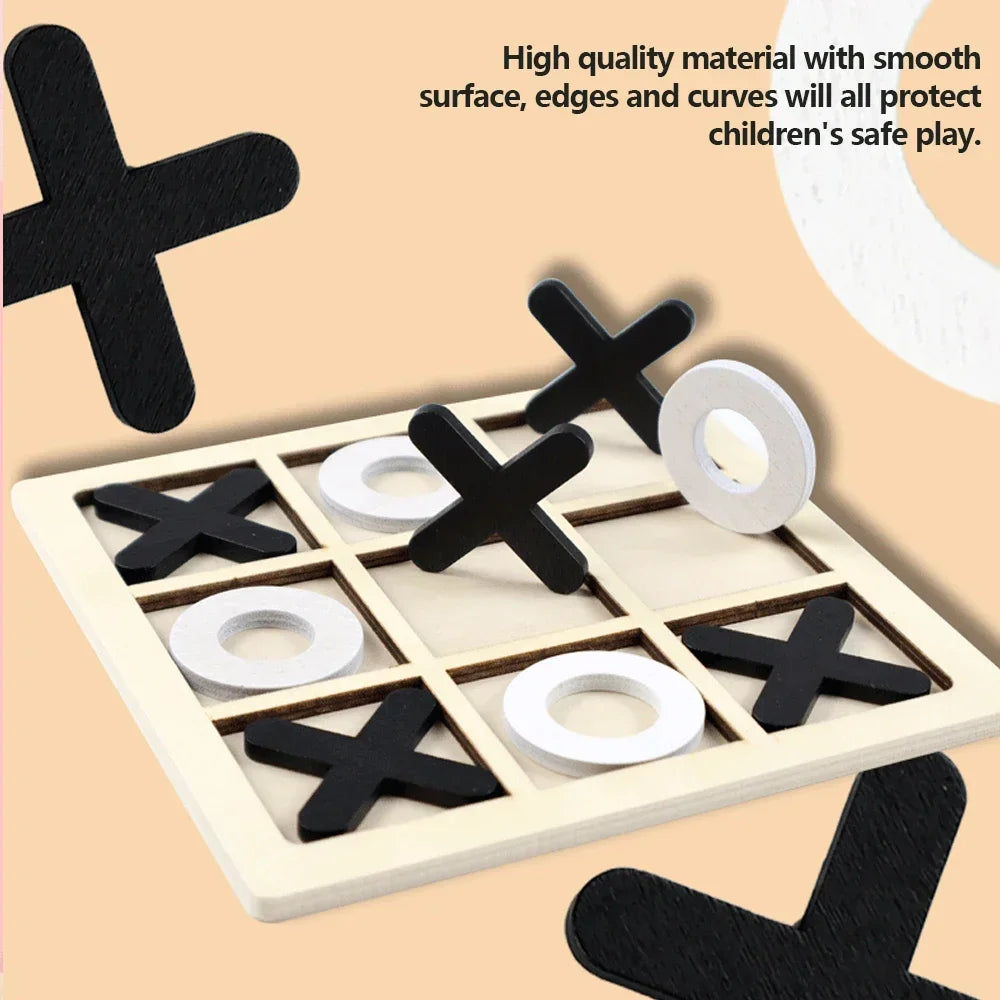 Jeu de morpion en bois XO, mini-échiquier interactif, puzzle d'entraînement, jouet éducatif Montessori, cadeau pour enfants (garçons et filles)
