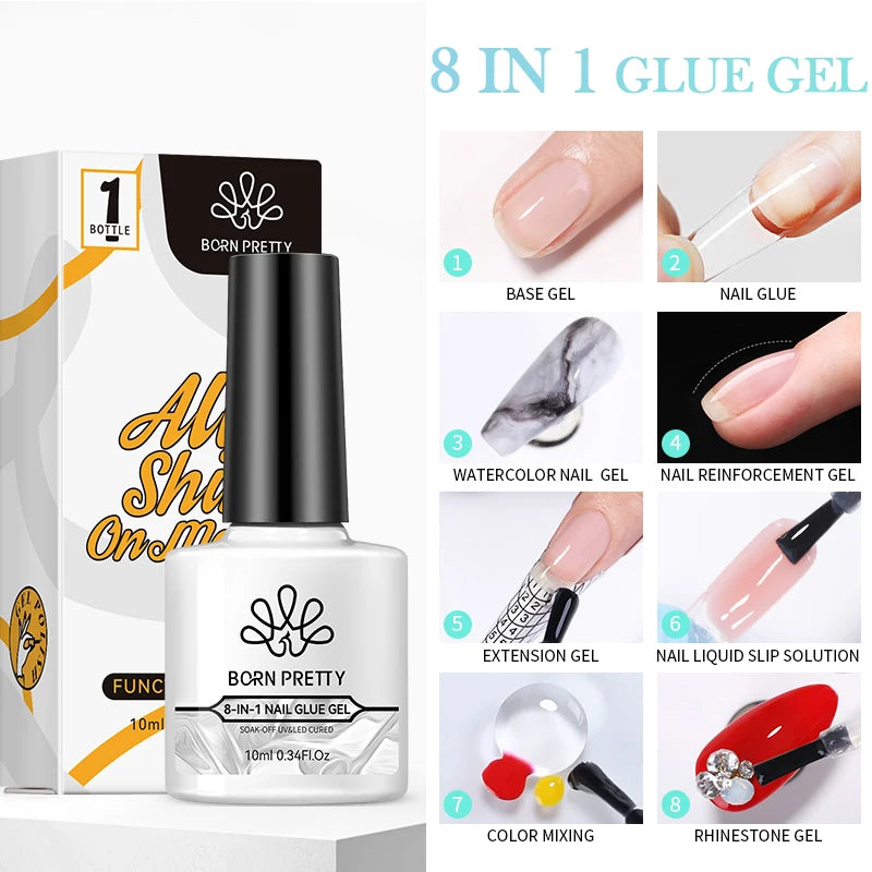 BORN PRETTY 10ml Base Gel couche de finition Gel de caoutchouc Gel de renfort pour ongles outils tremper UV LED vernis à ongles fonction Gel