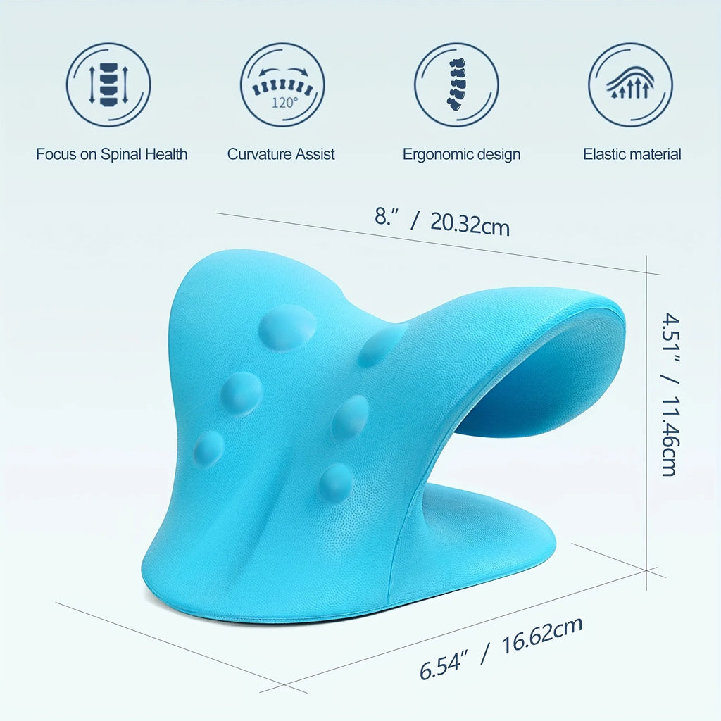 Dispositif de relaxation pour la nuque et les épaules Eva, appareil de traction cervicale en forme de C, pour un meilleur alignement de la colonne vertébrale, oreiller de massage et d'étirement chiropratique