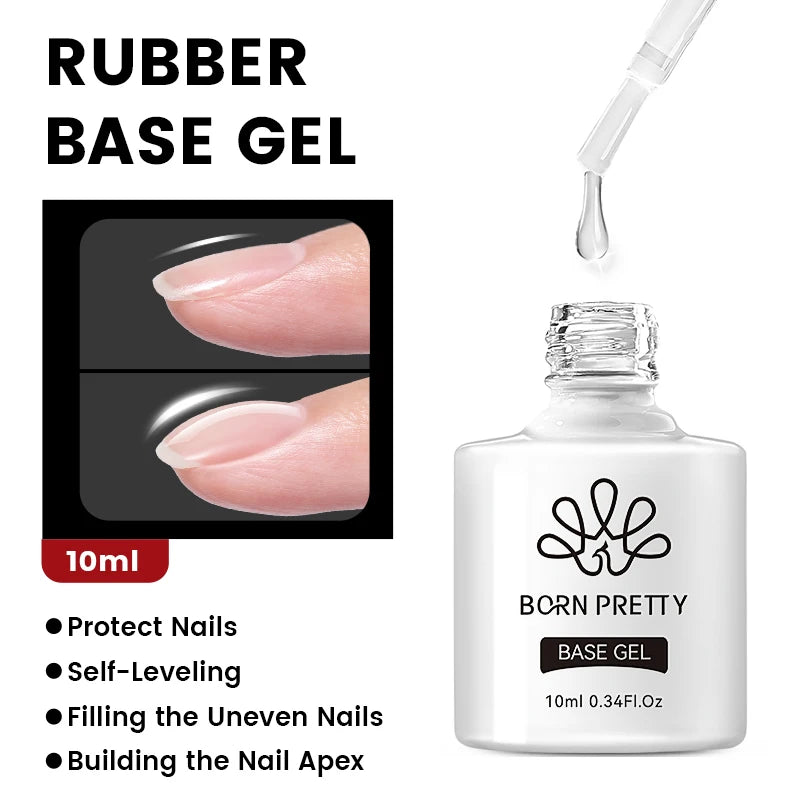 BORN PRETTY 10ml Base Gel couche de finition Gel de caoutchouc Gel de renfort pour ongles outils tremper UV LED vernis à ongles fonction Gel