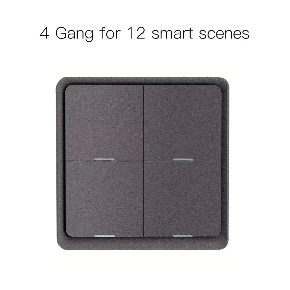 MOES 4 Gang Tuya ZigBee Wireless Scene Switch - 12 Customizable Automation Scenarios, Battery-Powered Push Button Controller for