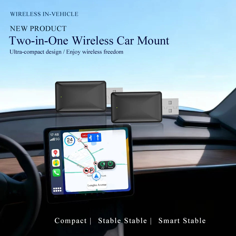 2in1 Wireless Carplay Adapter Android Auto Wired to Wireless Dongle AI Smart Box Automatic Connection Car Intelligent Systems