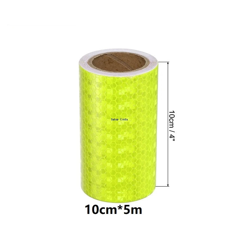 Autocollants réfléchissants jaunes fluorescents pour vélo, 2.5cm/5cm/10cm/20cm x 5m, bande de sécurité d'avertissement étanche à haute visibilité pour véhicule