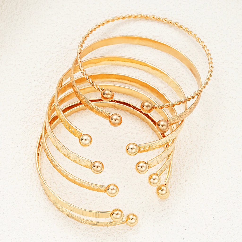 Bracelets Punk couleur or pour femmes, Streetwear Goth, imprimés de cœur, Design en métal, bracelet ouvert, bijoux à la mode, cadeaux, 7 pièces/ensemble, 2024
