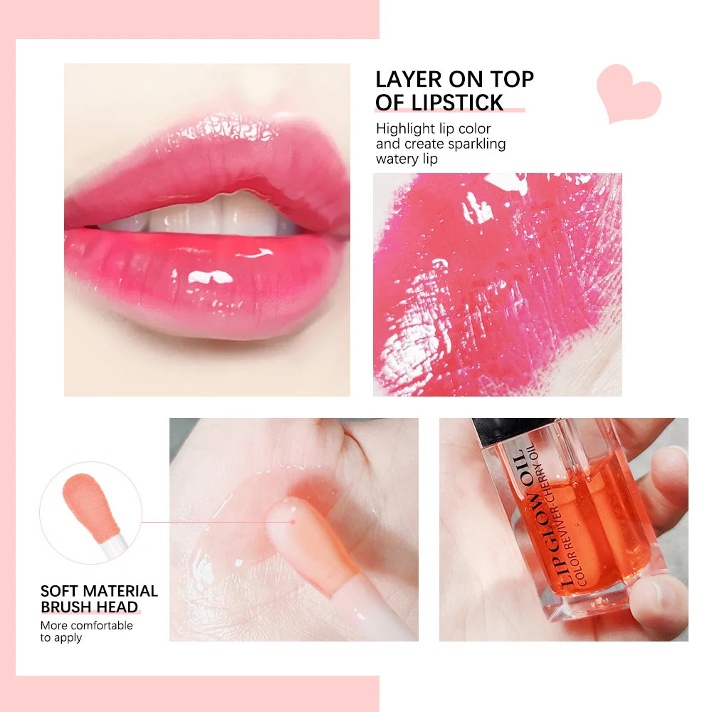 Baume à Lèvres Hydratant Huile à Lèvres Originale Gloss Soin des Lèvres Bienfait pour Lèvres Repulpantes Exfoliant Rose Huile Brillant Repulpante