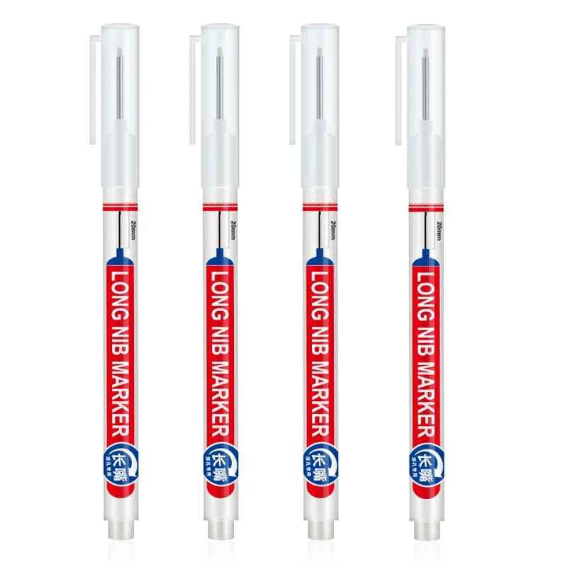 Marqueurs à tête de pointe longue pour stylo perforateur en métal, étanche, salle de bains, décoration du bois, multi-usages, 4 pièces/ensemble 20mm