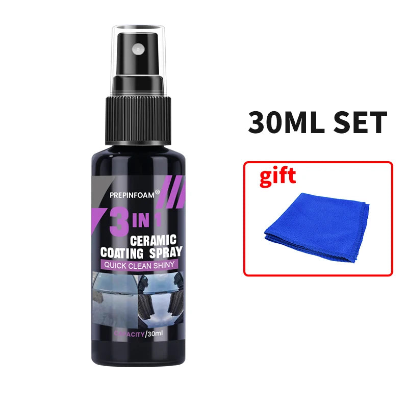 Spray de revêtement liquide en céramique 3 en 1 pour voiture, couche hydrophobe Nano cristal, Agent de polissage, peinture à haute brillance, cire de Protection, soins de voiture