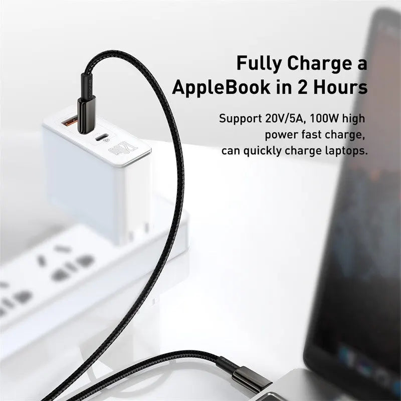 Câble Baseus 100 W Type C pour iPhone 15, chargeur rapide USB-C PD, compatible avec MacBook, Samsung et Xiaomi