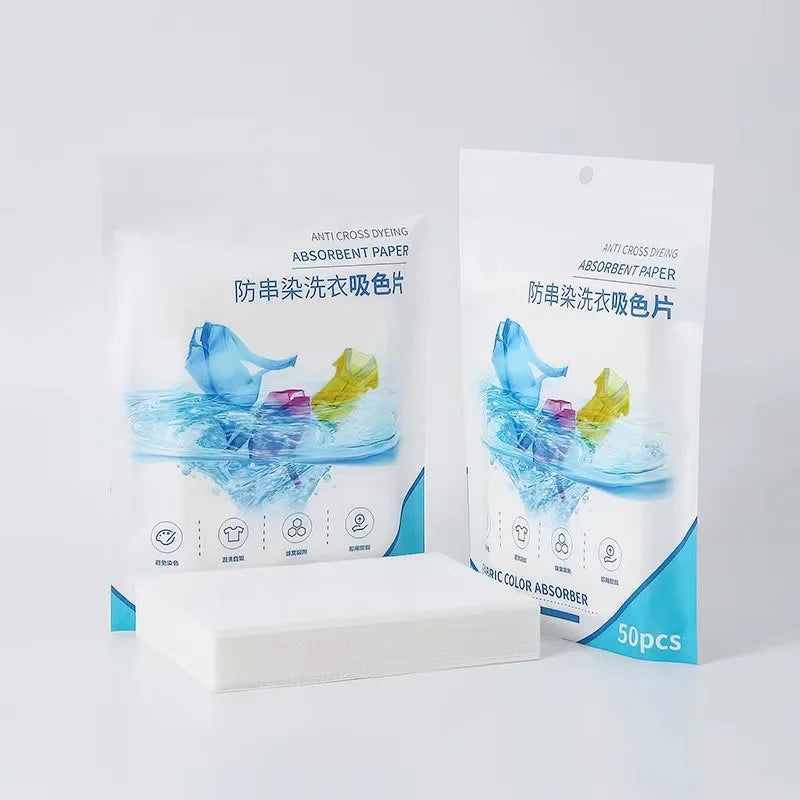 50 pièces/sac comprimés à lessive Absorption de couleur feuilles Anti-taches Anti-ficelle mélange accessoires de lavage parfum longue durée