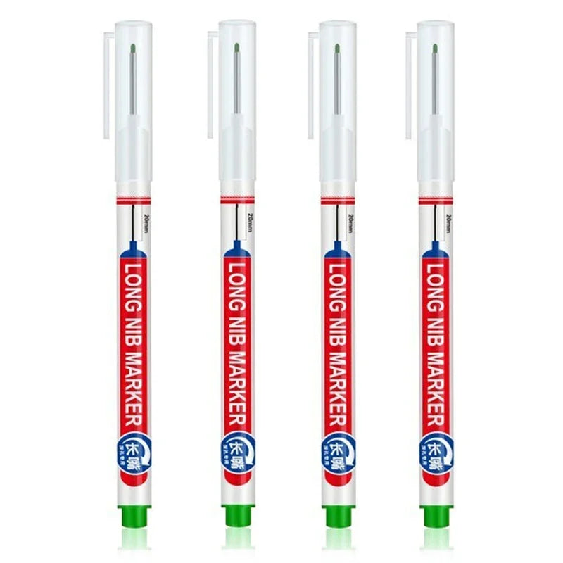 Marqueurs à tête de pointe longue pour stylo perforateur en métal, étanche, salle de bains, décoration du bois, multi-usages, 4 pièces/ensemble 20mm