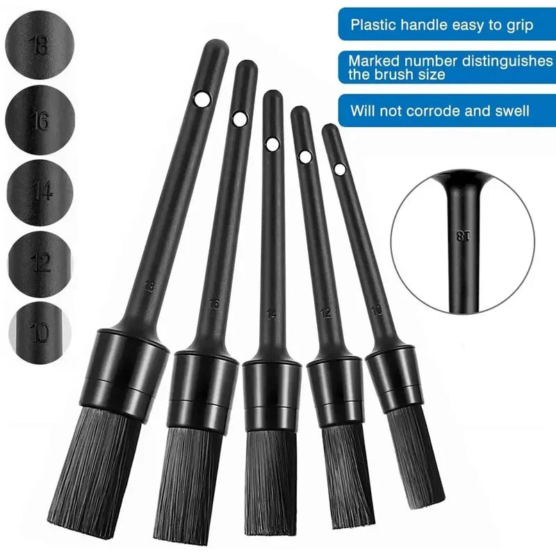 Brosses de nettoyage de détails de voiture 1/5x, brosse de détail douce, nettoyeur de roues, brosse de dépoussiérage automatique, accessoires intérieurs et extérieurs de voiture