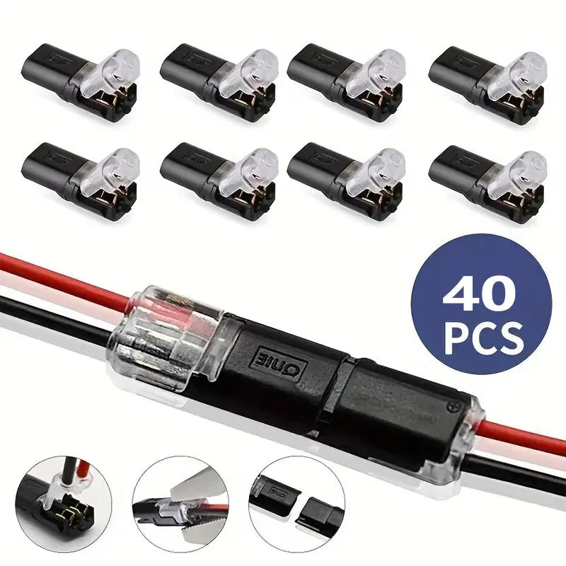 10/20/30/40/50 connecteurs de fils LED enfichables, bornes de fils compactes universelles à 2 broches et 2 voies, aucun dénudage de fils requis