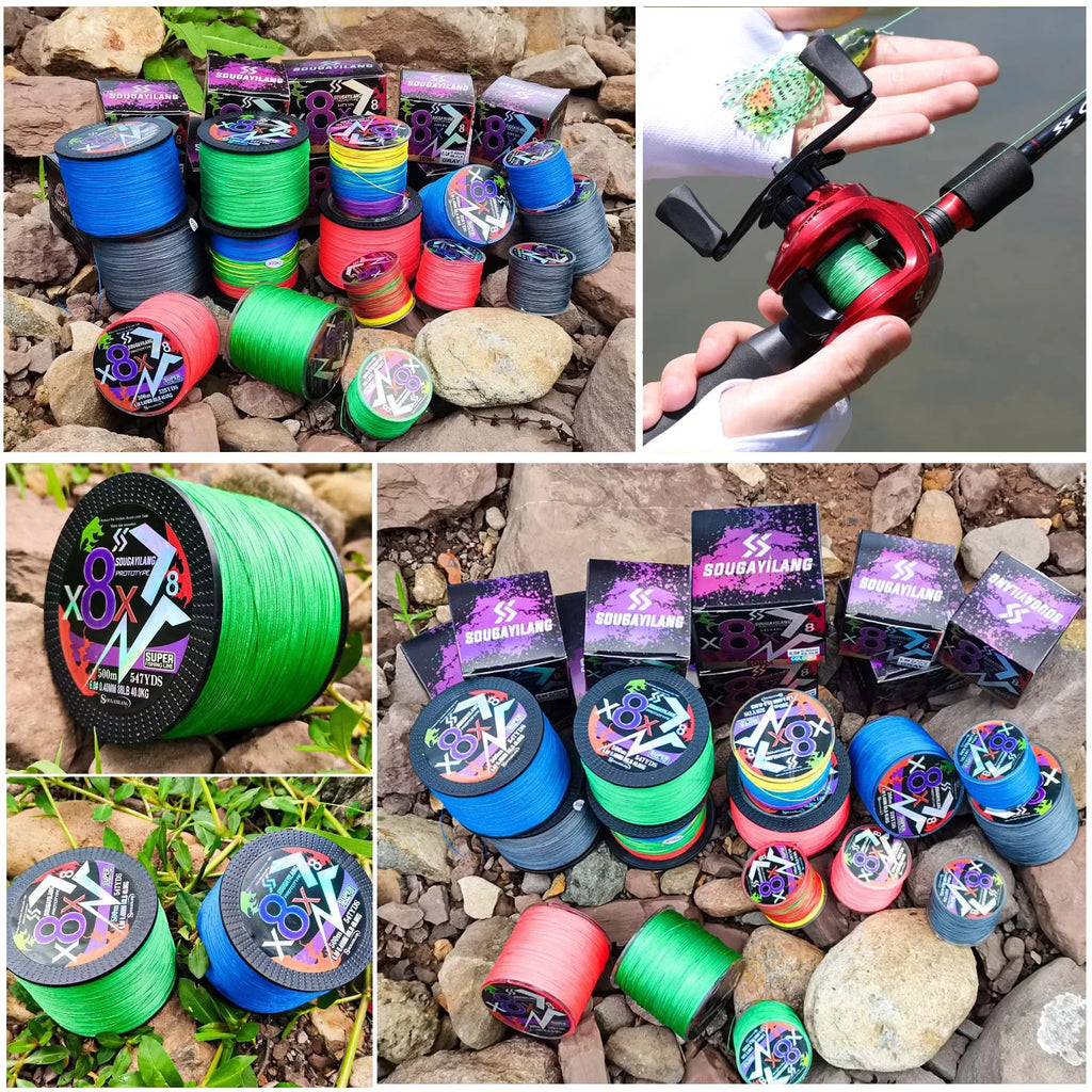Sougayilang – ligne de pêche tressée X4 X8, 100/300/500 Max, ligne PE Multifilament, pour bar, brochet, carpe, accessoires de pêche