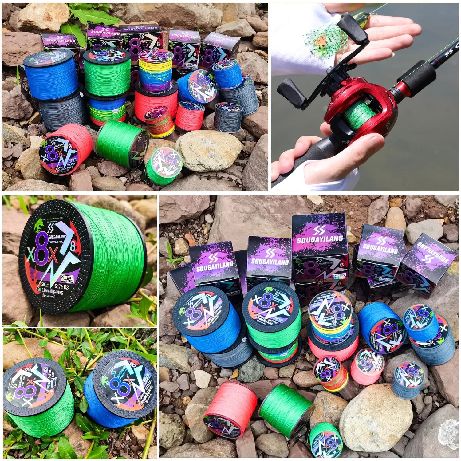 Sougayilang – ligne de pêche tressée X4 X8, 100/300/500 Max, ligne PE Multifilament, pour bar, brochet, carpe, accessoires de pêche