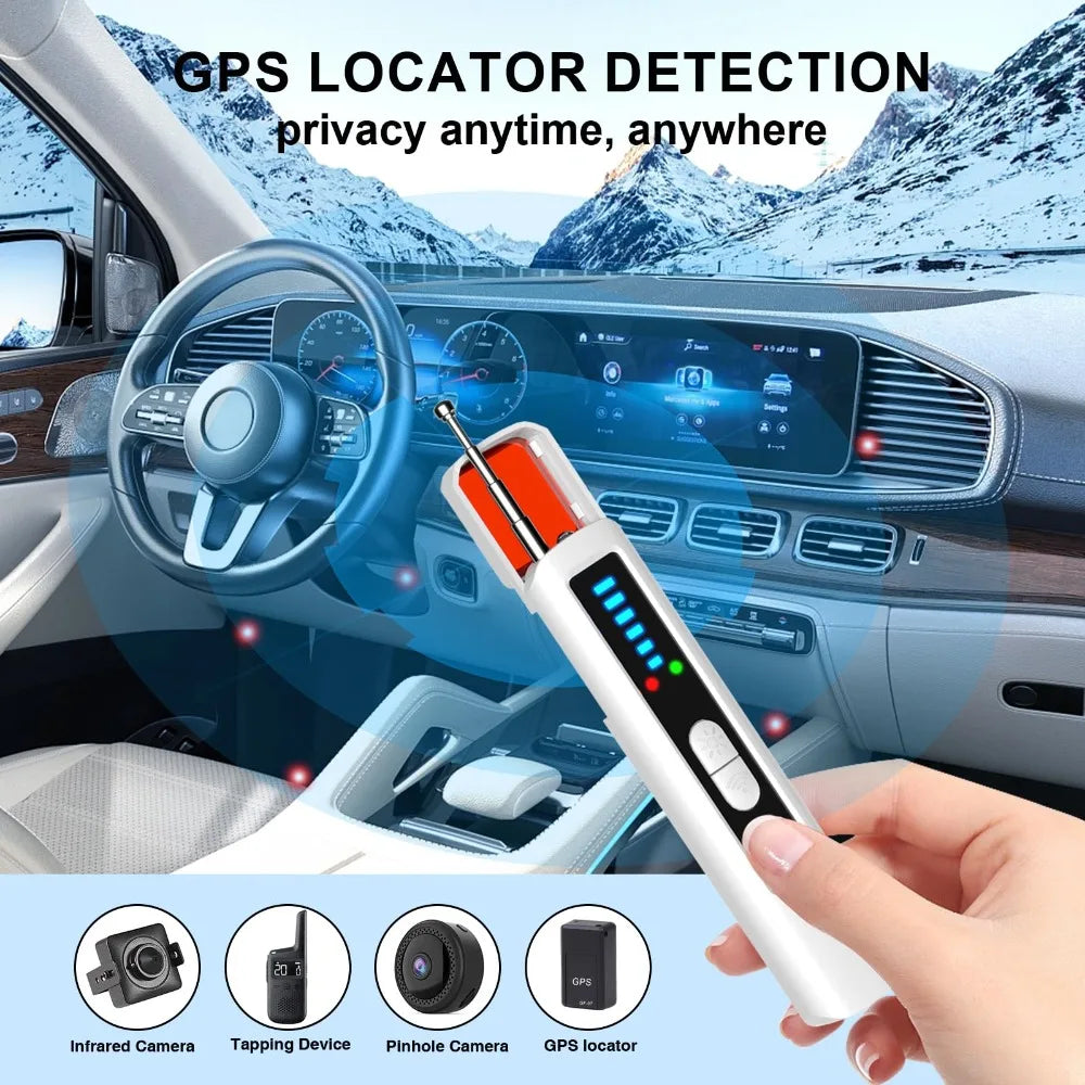 2025 Nouveau détecteur de caméra cachée multifonctionnel - Anti-espion pour écoute/GPS/objectif, confidentialité d'hôtel/voiture avec sensibilité réglable