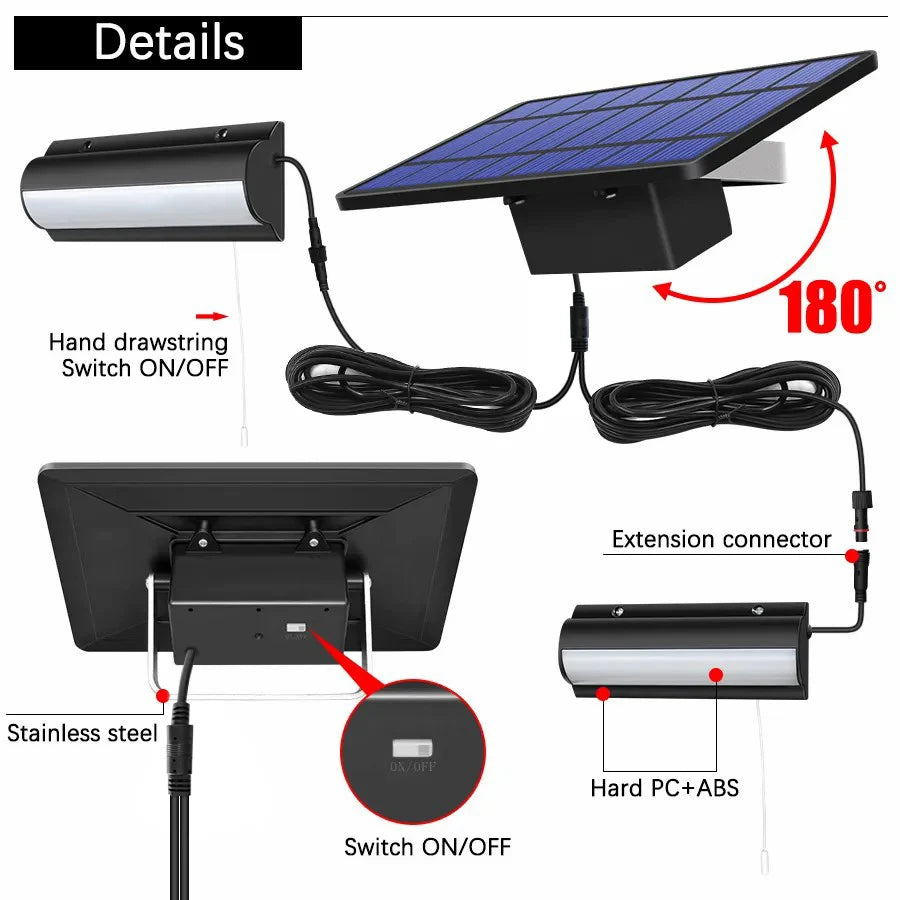 Lumières solaires lumière solaire intérieure extérieure de hangar avec interrupteur à fil de traction suspension solaire pour Patio porche grange maison de ferme avec ligne