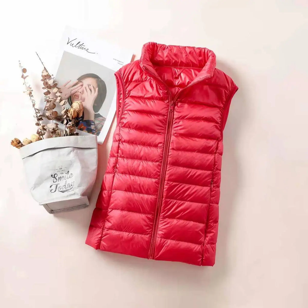 Gilet en duvet Ultra léger pour femmes, veste sans manches, Slim, Portable, léger, coupe-vent, nouvelle collection 2024