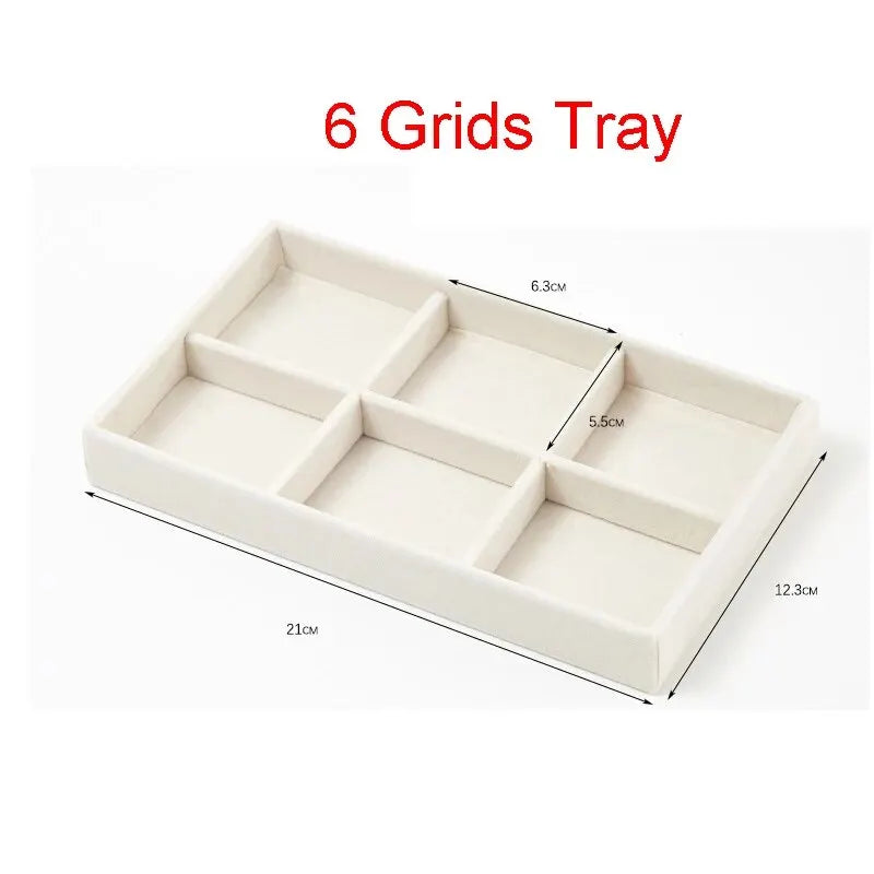 Présentoir à bijoux en velours, porte-bijoux exquis, Portable, bague, boucles d'oreilles, collier, organisateur, boîte de rangement, plateaux organisateurs Beige