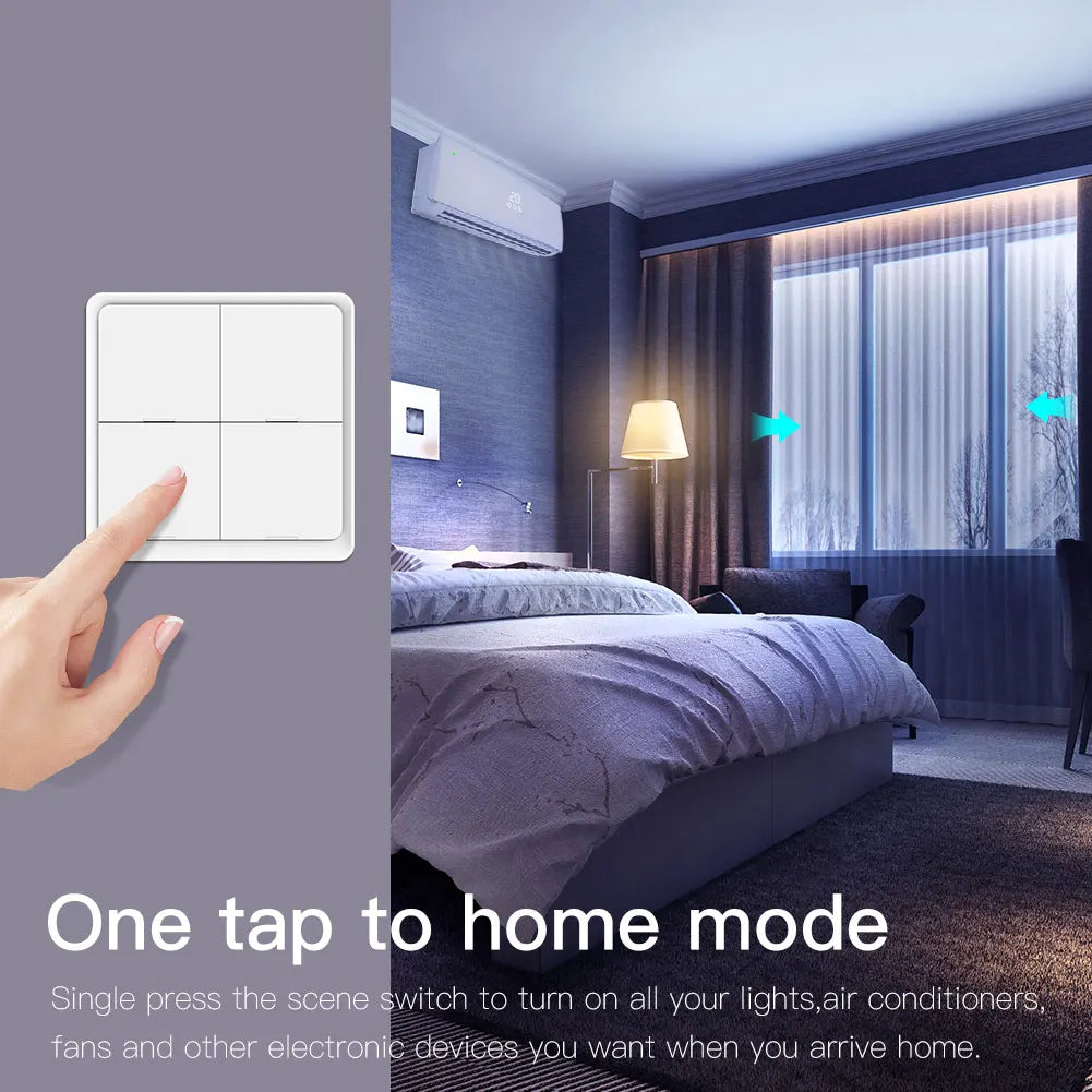 MOES – interrupteur sans fil Tuya ZigBee, 4 gangs, 12 scènes, contrôleur à bouton-poussoir, alimenté par batterie, scénario d'automatisation pour appareils Tuya