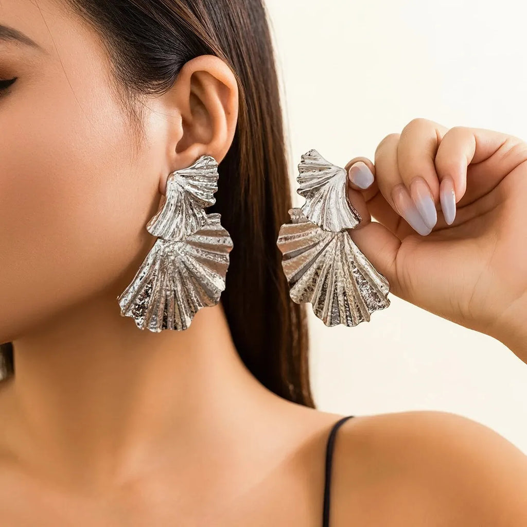 Boucles d'oreilles classiques à pendentif en forme de feuille de Ginkgo pour femmes, accessoires de bijouterie de fête de Banquet, irréguliers et exagérés